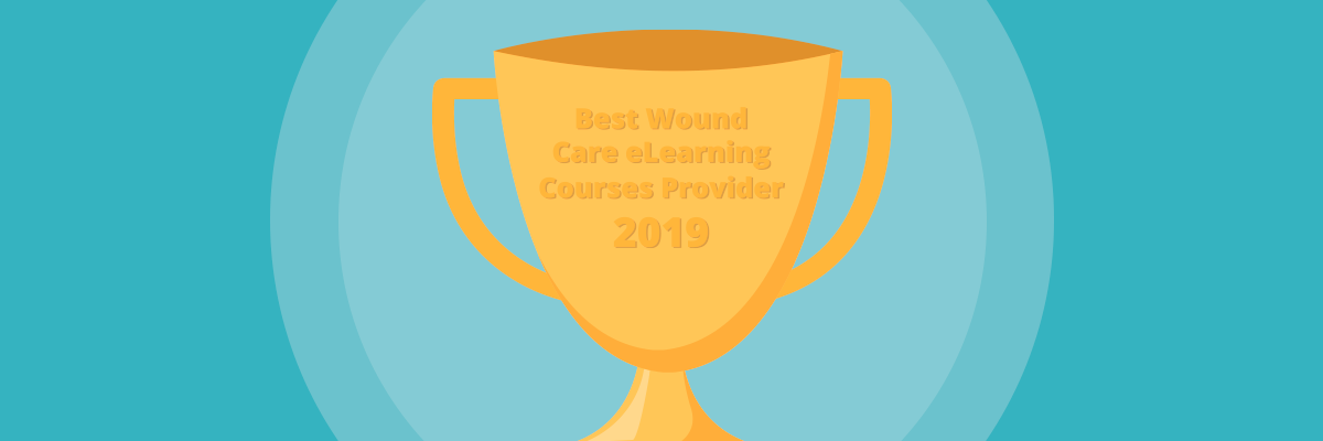 Illustration af KvaliCares pris "Best Wound Care eLearning Courses Provider 2019"