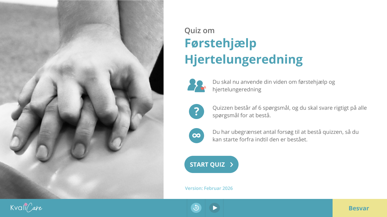 Introduktionssiden til quiz om Hjertelungeredning