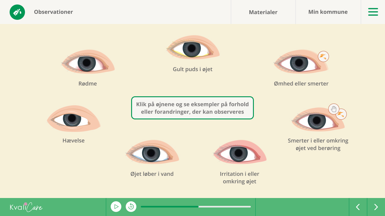 Observationer af øjet på en interaktiv side